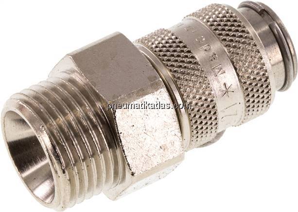 Kupplungsdose (NW5) G 3/8"(AG), Stahl gehärtet & vernickelt