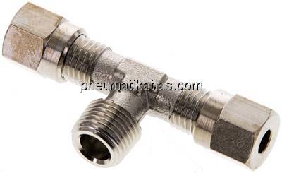 T-Schneidringverschraubung R 1/8"-4 LL (M8x1), Messing vernickelt