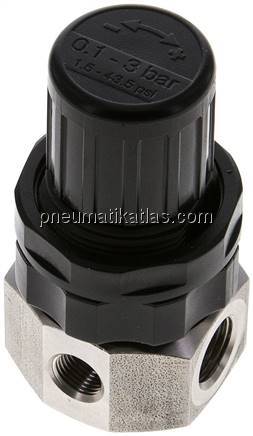 Edelstahl-Druckregler G 1/4", 0,5 - 3bar (nicht rücksteuerbar)