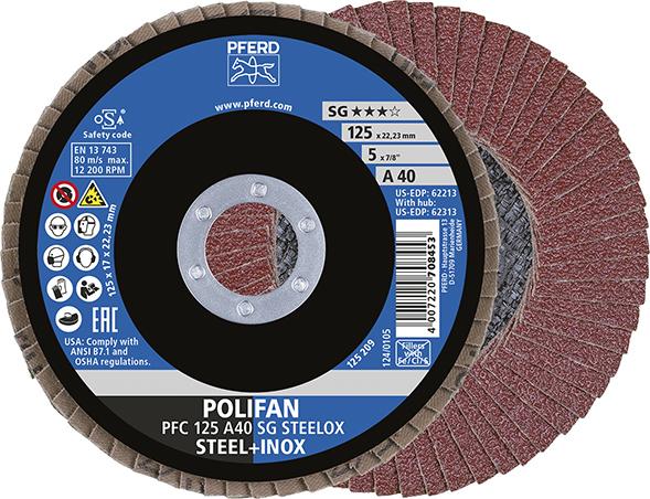 Fächerschleifscheibe A 40SG gewölbt 125mm K40 Pferd