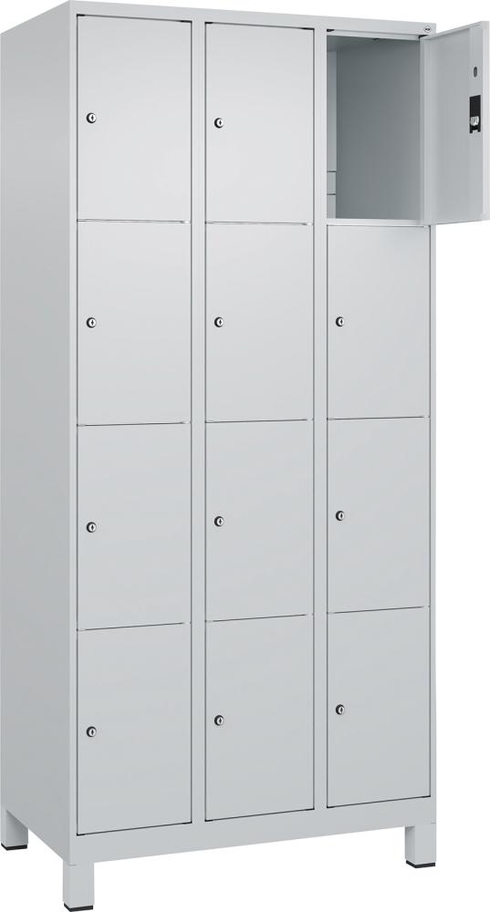 Fächerschrank mit Füßen B900xT500xH1950 Korpus RAL 7035 LichtgrauTüren RAL 7035 Lichtgrau