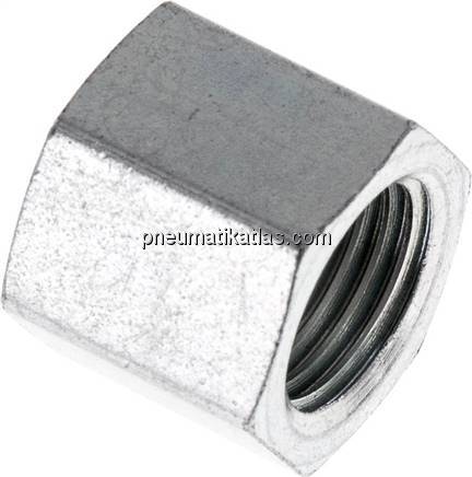 Überwurfmutter DN6, G 1/4", Bohrung 9,5mm, Stahl verz.