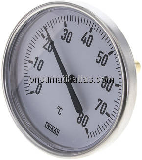 Bimetallthermometer, waagerecht D100/0 bis +80°C/60mm