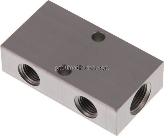 Verteilerleiste 2x G 3/8"-2x G 1/4", Aluminium eloxiert