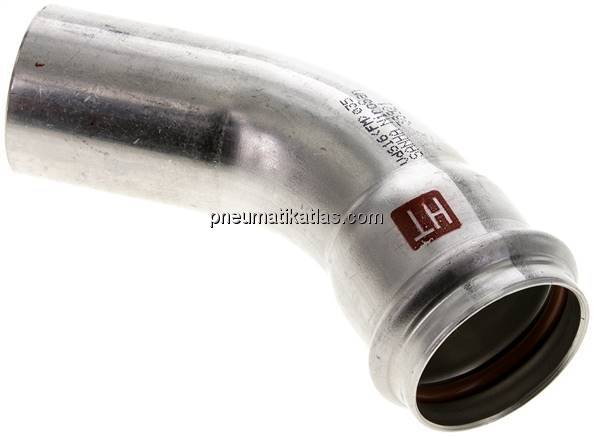 Pressfitting, 45° Bogen, 35mm i/a, Edelstahl