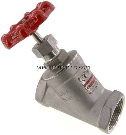 Schrägsitz-Absperrventil, G 1-1/2", PN 40, Edelstahl