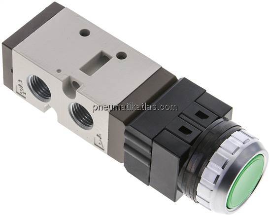 5/2-Wege Ventil G 1/4", Drucktaster grün