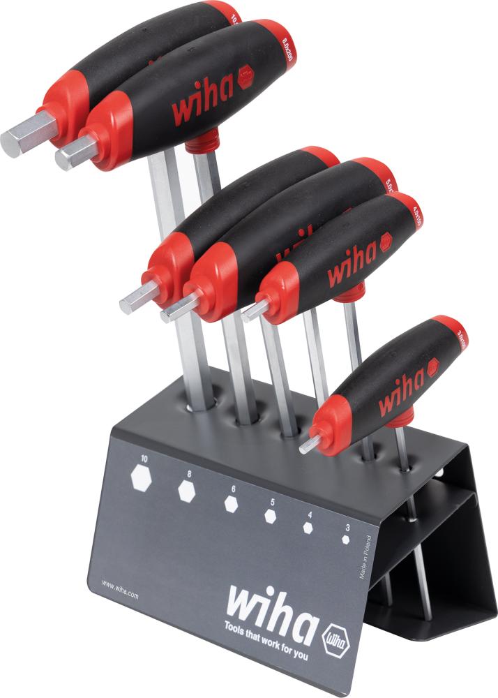 T-Griff-Schraubendreher- Satz im Werkstattständer 6-teilig 3-10mm mit Seitenabtrieb Wiha