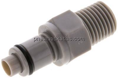 Kupplungsstecker (LC) mit Außengewinde, Polypropylen (grau)