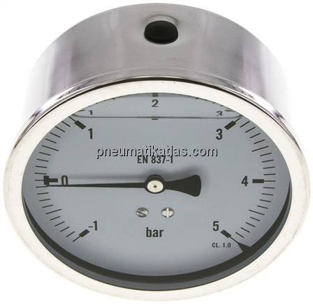 Glycerin-Manometer waagerecht (CrNi/Ms),100mm, -1 bis 5bar
