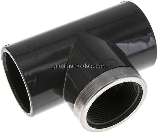 Klebe-Gewinde-T-Stück, PVC-U, 63mmxRp 2" IGx63mm
