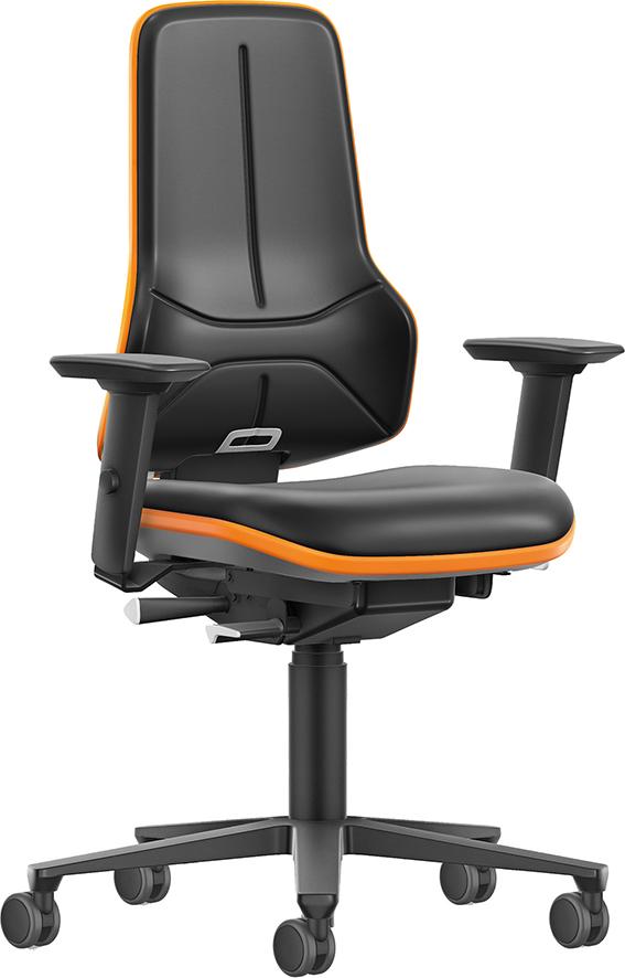 Bimos Arbeitsstuhl XXL orange mit Rollen Kunstleder mit Armlehnen