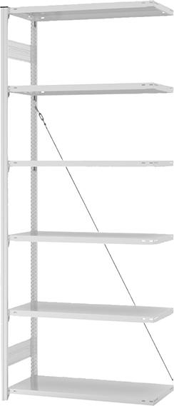 Anbauregal, 6 BD 2500x400x1000, hellgrau