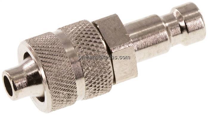 Kupplungsstecker (NW2,7) 6x4mm Schlauch, Messing vernickelt