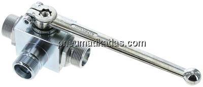 Hochdruck-3-Wege Kugelhahn, T-Bohrung, 16 S (M24x1,5), 0 - 400bar