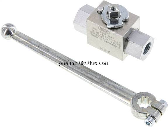 Hochdruck-Kugelhahn, Stahl, G 1/4", 0 - 500bar