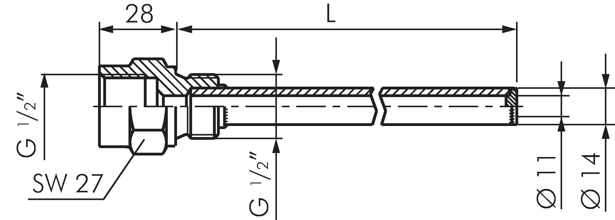 Zeichnung: Schutzrohr für Maschinen-Glasthermomete