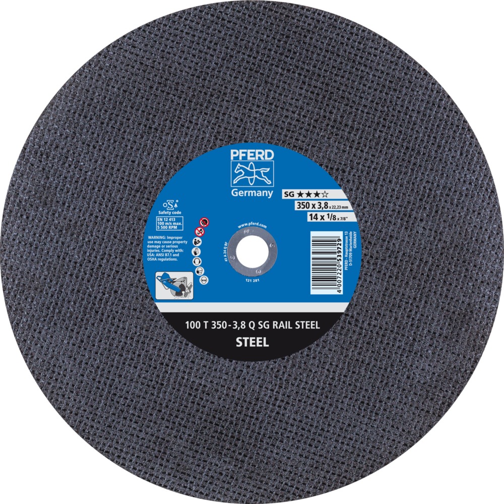 RAIL SG stat. Trennscheiben 100 T 350-3,8 Q SG RAIL STEEL/22,23