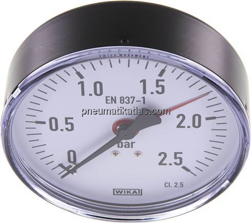 Manometer waagerecht, 100mm, 0 - 2,5 bar