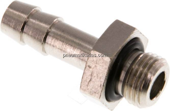 Gewindetülle mit O-Ring G 1/8"-6 (1/4")mm, Messing vernickelt