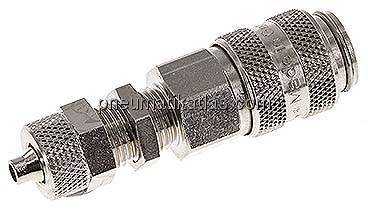 Schott-Kupplungsdose (NW5) 6x4mm Schlauch, Messing vernickelt