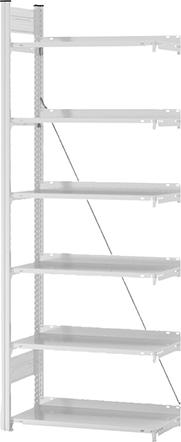 Anbauregal zerlegt HKA 20307 EX, 6 Böden 2000x300x750mm lichtgrau