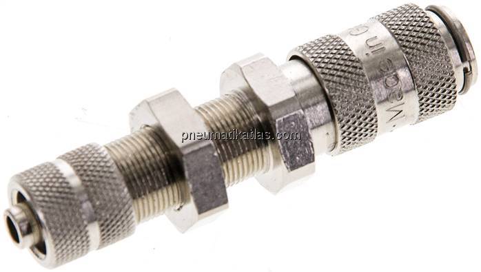 Schott-Kupplungsdose (NW2,7) 6x4mm Schlauch, Messing vernickelt