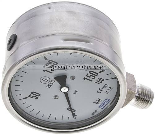 Gly.-Sicherheits-Manometer senkrecht,100mm, 0 - 160 bar