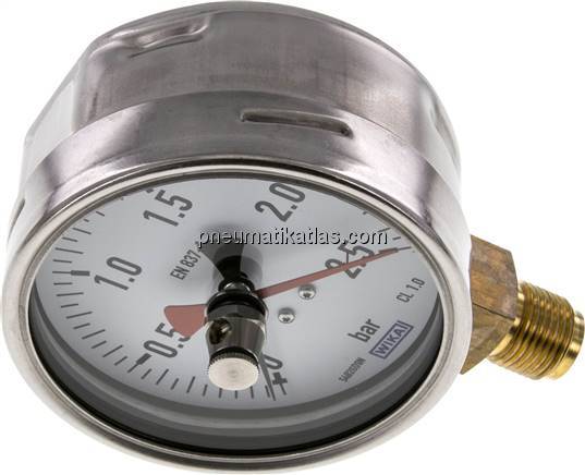 Manometer senkrecht (CrNi/Ms), 100mm, 0 - 2,5 bar