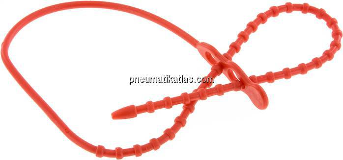 Lösbarer Kabelbinder, 665mm, 2 Befestigungsaugen, rot