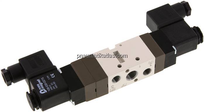 5/3-Wege Magnetventil, G 1/4", Mittelstellung entlüftet, 24 V AC