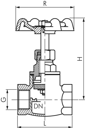 Zeichnung: Muffen-Absperrventil
