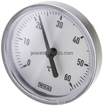 Bimetallthermometer, waagerecht D63/0 bis +60°C/40mm
