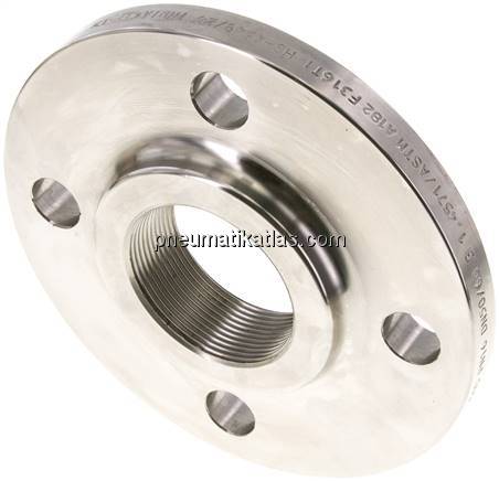 Gewindeflansch DN50-PN16 (DIN/EN), Rp 2", DIN 2566 & EN 1092-1 (Typ 13), 1.4571