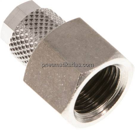 Aufschraub-Verschraubung G 1/4"-6x4mm, Messing vernickelt