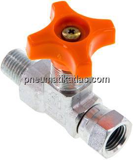 Manometer-Absperrventil R 1/4"(AG)-G 1/4" (Überwurfmutter, flachdichtend)