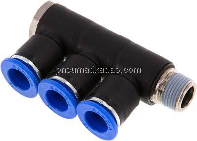 Steck-Mehrfachverteiler, 3-fach R 3/8"-12mm, IQS-Standard