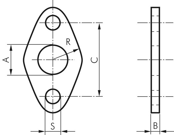 Zeichnung: Flanschbefestigung (vorn oder hinten)