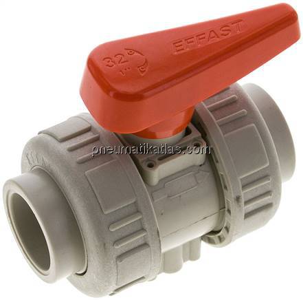 Schweißmuffen-Kugelhahn, PP-H / FKM, 32mm (Industrieausf.)