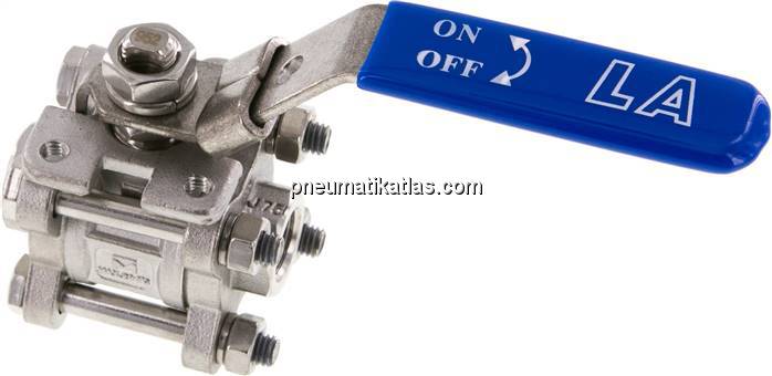 3-teiliger Edelstahl-Kugelhahn, G 1/4", 0 - 63bar