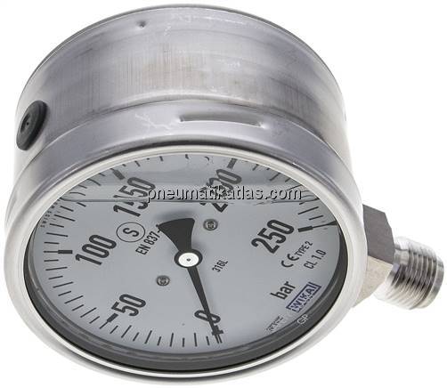 Gly.-Sicherheits-Manometer senkrecht,100mm, 0 - 250 bar