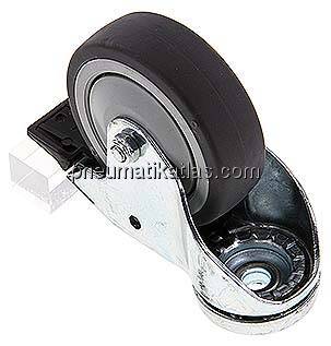 Apparaterolle, Rückenloch 10,2 mm, Lenkrolle mit Totalfeststeller, 75mm