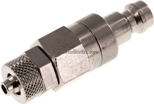 Kupplungsstecker (NW5) 6x4mm Schlauch, Messing vernickelt