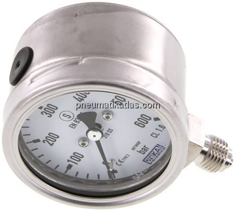 Sicherheits-Manometer senkrecht, 63mm, 0 - 600 bar