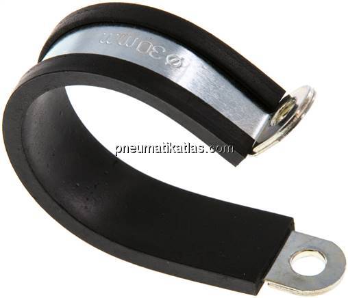 Gummiprofilierte Rohrschelle 30mm, DIN 3016-1