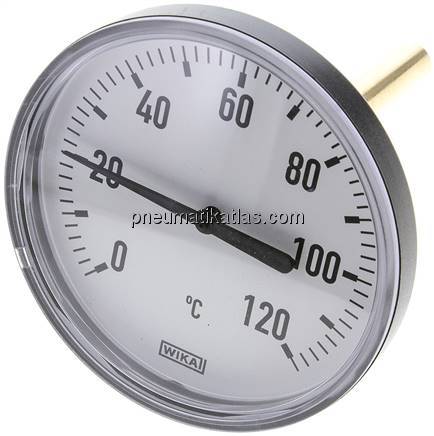 Bimetallthermometer, waagerecht D100/0 bis +120°C/100mm