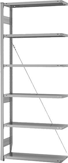 Anbauregal Edelstahl 6 Böd. 2500x300x1000 mm
