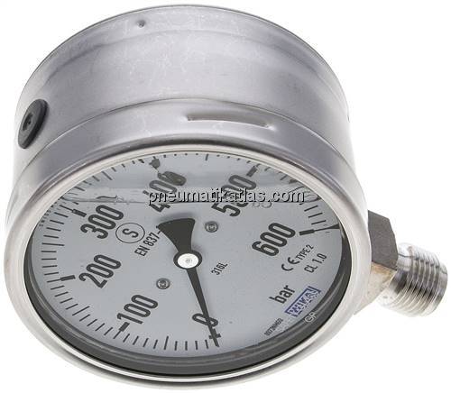 Gly.-Sicherheits-Manometer senkrecht,100mm, 0 - 600 bar