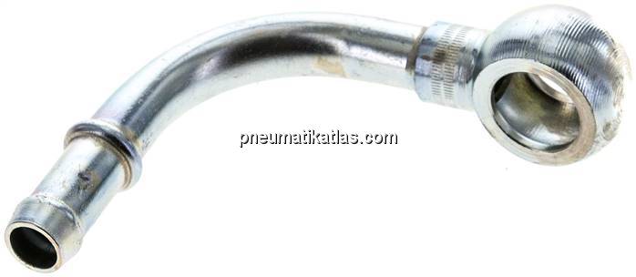 90°-Schlauchnippel 14mm Ring, 9 - 10mm, Stahl verzinkt