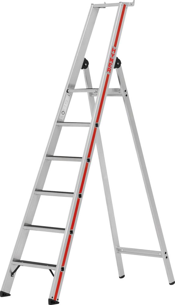 Stufenstehleiter R13 mit Plattform einseitig begehbar 6 StufenLänge 2,20 m